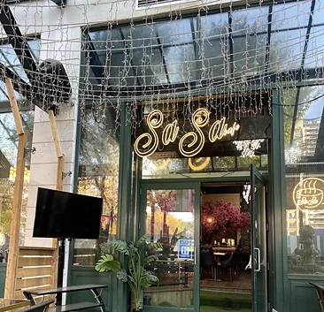 Sasa Cafe entrance on 8 Ave SE, Calgary